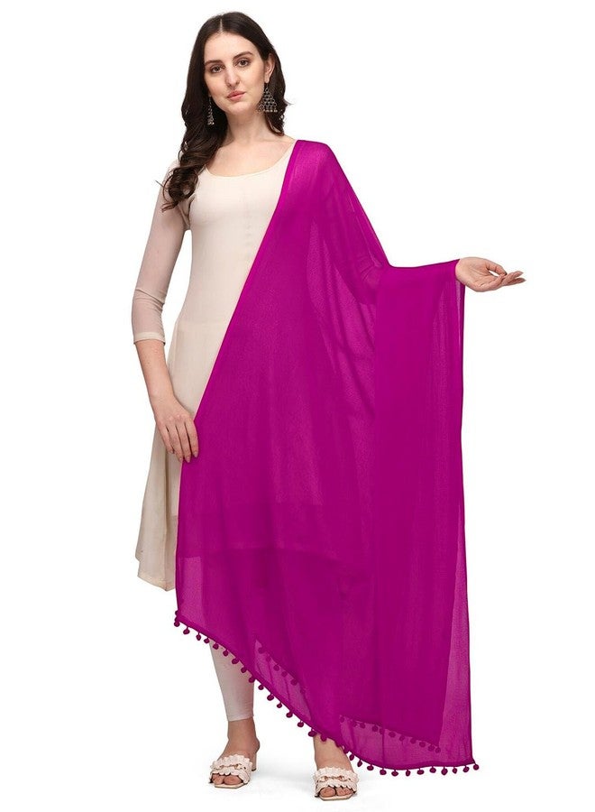 Chandrakala Chiffon Dupatta for Women, Shawl Scarf Wrap Chunni,Magenta (D274MAG) - Image 1